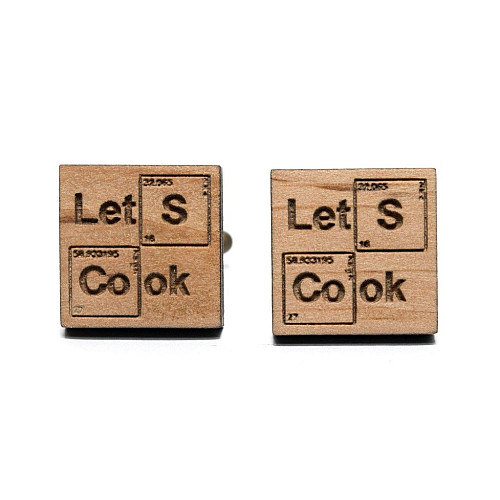 Дерев’яні запонки квадратні з надписом DZP-0645