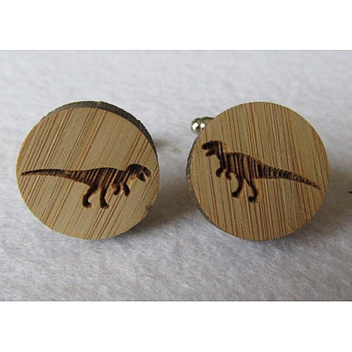 Деревянные запонки денозавр DZP-0663