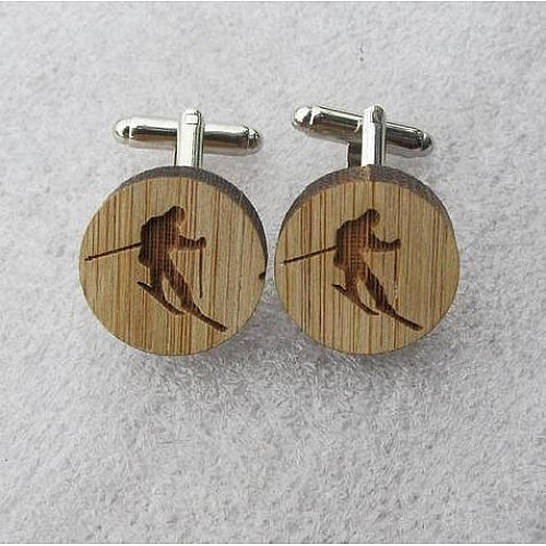 Деревянные запонки лижник DZP-0669