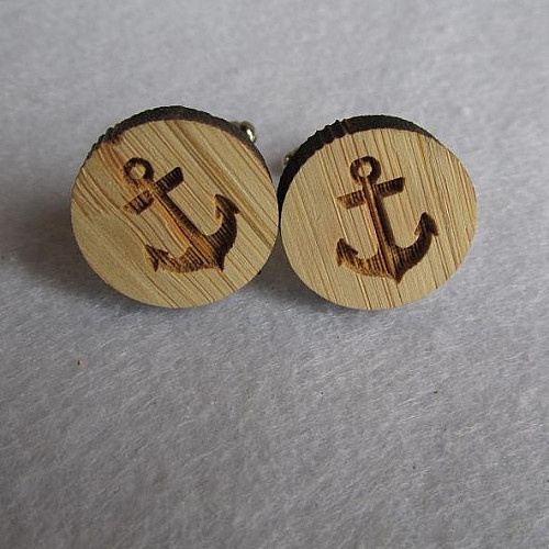 Дерев'яні запонки якір DZP-0673