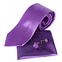 Фиолетовый набор Gofin галстук 8 см, платок, запонки GZL-3607
