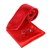 Красный набор Gofin галстук 8 см, платок, запонки GZL-3611
