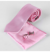 Набор Розовый, галстук, платок, запонки GZL-3612