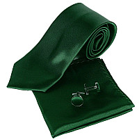 Зеленый-изумрудный набор Gofin галстук 8 см, платок, запонки GZL-3618