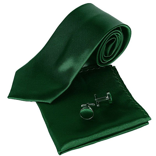 Зелений-смарагдовий набір Gofin краватка 8 см, хустинка, запонки GZL-3618