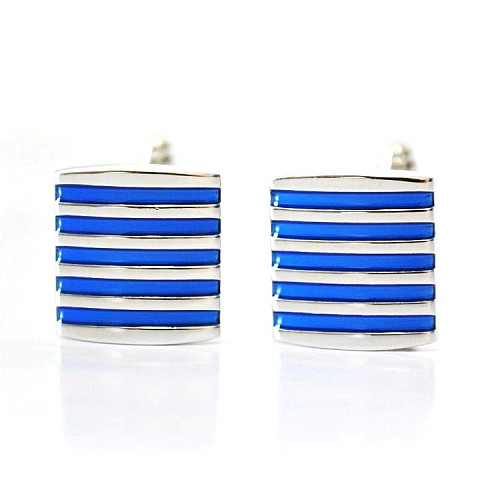 Запонки Gofin синьо-срібні смужки ZPH-1010