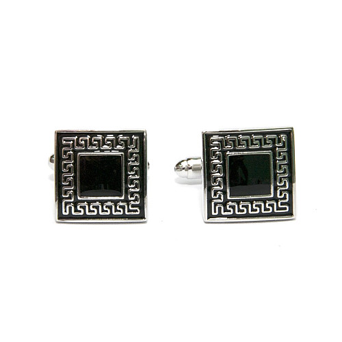 Запонки Чорні з сріблястою обводкою ZPH-1045