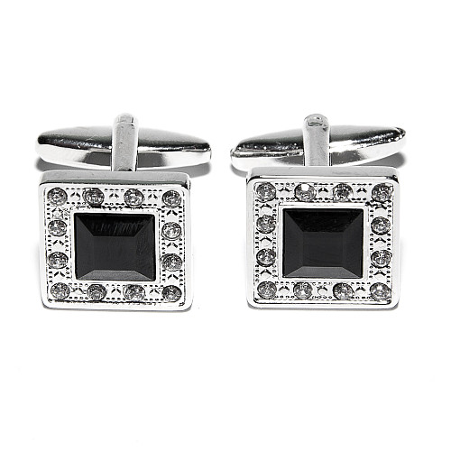 Запонки Gofin з чорним камінчиком ZPH-1051