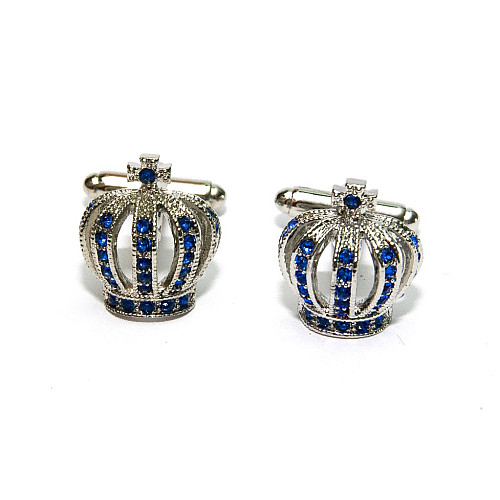 Запонки Срібляста корона з Синіми камінчиками ZPH-1055
