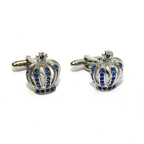Запонки Срібляста корона з Синіми камінчиками ZPH-1055
