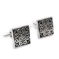 Запонки Чорні з Сріблястим візерунком ZPH-1056