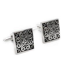 Запонки Черные с Серебристым узором ZPH-1056