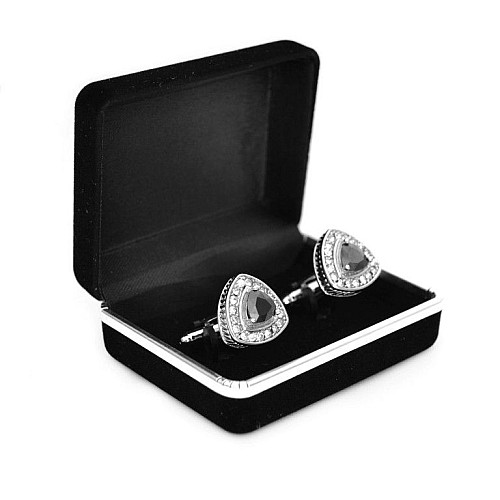 Запонки трикутні з Чорним камінчиком ZPH-1059