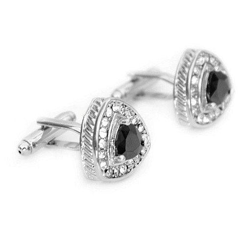 Запонки трикутні з Чорним камінчиком ZPH-1059