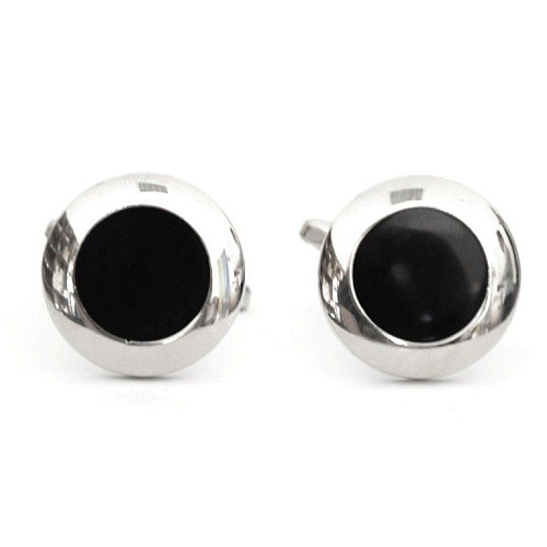 Запонки Gofin круглі чорні з сріблястою обводкою ZPH-1062