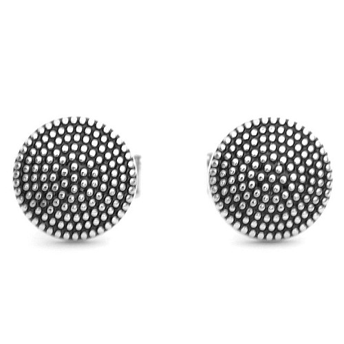 Круглые запонки Gofin черные с серебристыми точками ZPH-1066