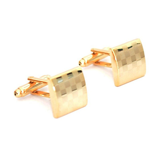 Запонки в квадратики Золотистые ZPH-1073