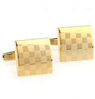 Запонки в квадратики Золотистые ZPH-1073