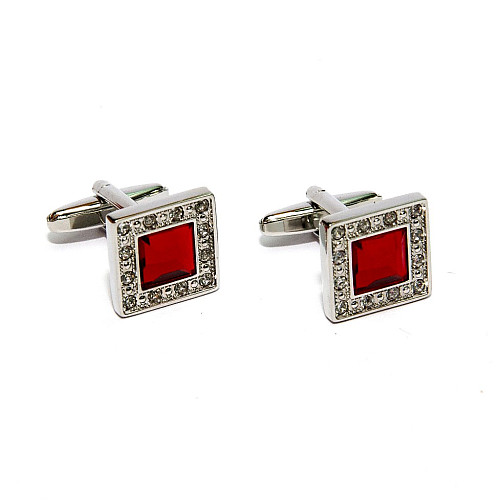 Запонки Gofin з червоним камінчиком ZPH-1103