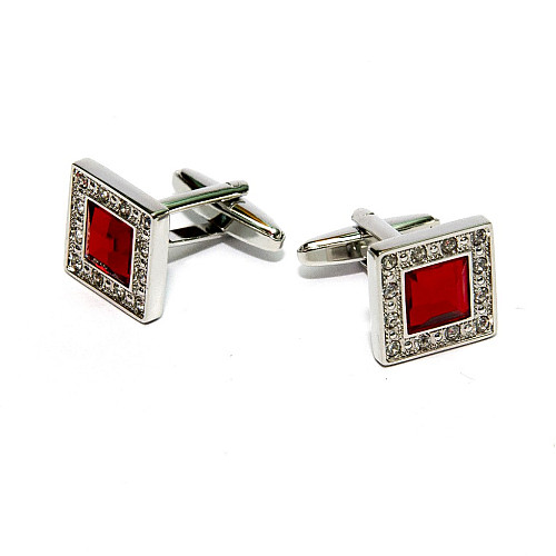 Запонки Gofin з червоним камінчиком ZPH-1103