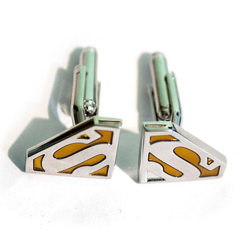 Запонки супермен сріблясто-жовті ZPH-1108