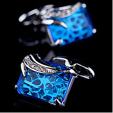 Запонки з синім камінчиком ZPH-1124