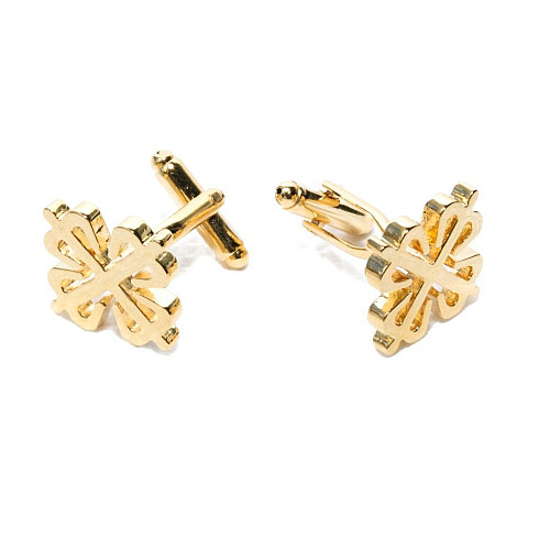 Запонки в хрестик золотисті ZPH-1128