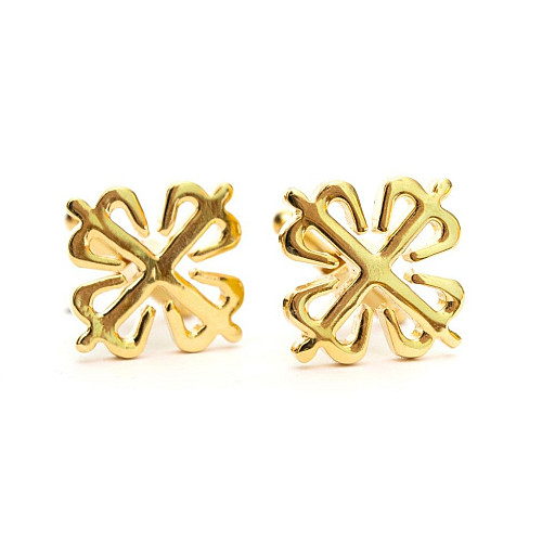 Запонки в хрестик золотисті ZPH-1128
