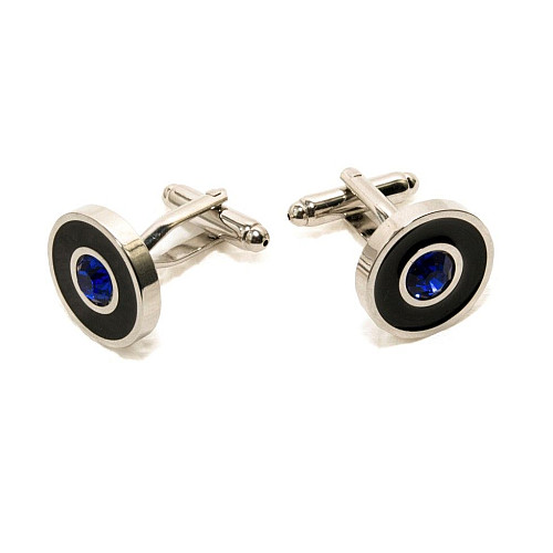 Запонки круглые с камушком ZPH-1134