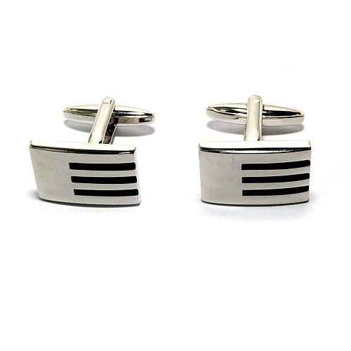 Запонки прямокутні з чорними смужками ZPH-1135