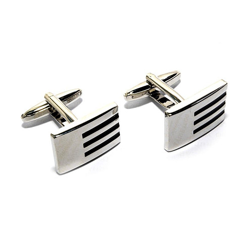 Запонки прямокутні з чорними смужками ZPH-1135