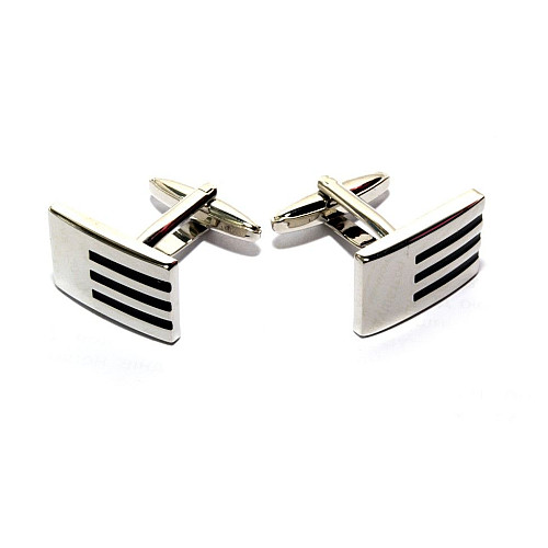 Запонки прямокутні з чорними смужками ZPH-1135