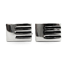 Запонки прямокутні з чорними смужками ZPH-1135