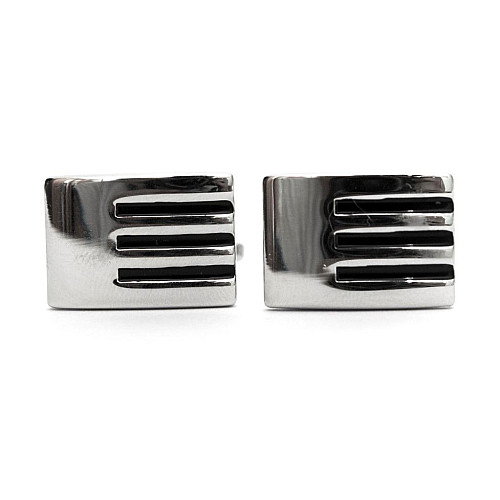 Запонки прямокутні з чорними смужками ZPH-1135