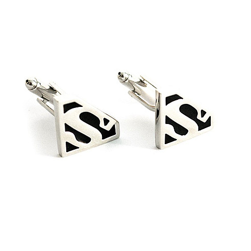 Запонки Gofin супермен серебристо-черные ZPH-1148