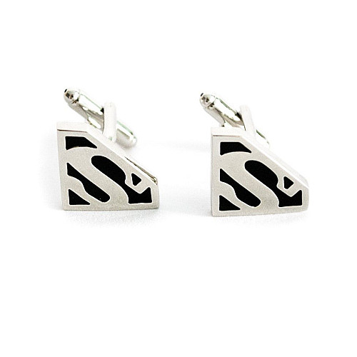 Запонки Gofin супермен серебристо-черные ZPH-1148