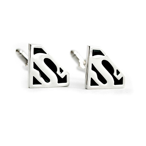 Запонки Gofin супермен серебристо-черные ZPH-1148