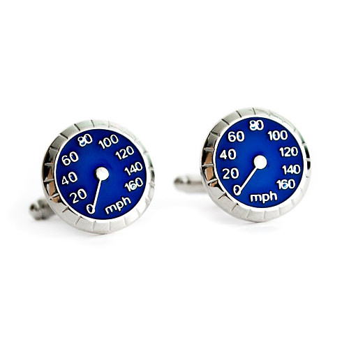 Запонки спидометр синий ZPH-1154