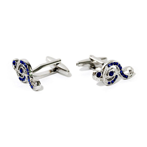 Запонки скрипковий ключ з камінчиками ZPH-1161