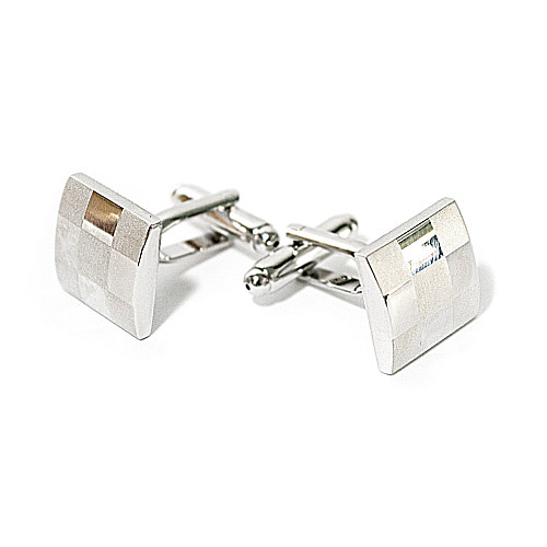 Запонки сріблясті в квадратики ZPH-1171