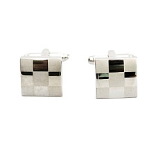 Запонки серебристые в квадратики ZPH-1171