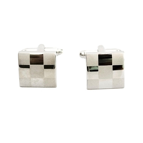 Запонки сріблясті в квадратики ZPH-1171