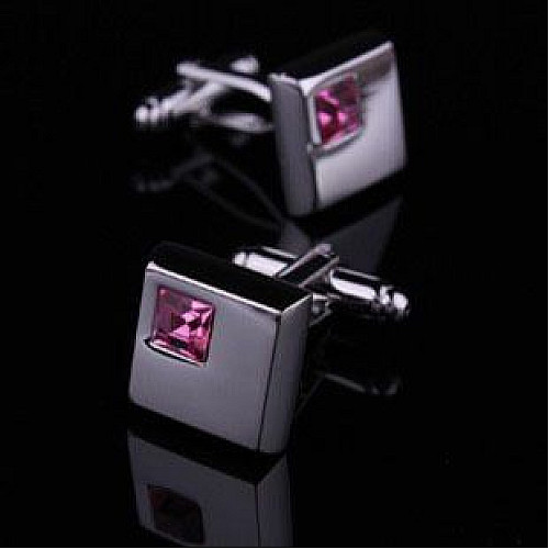 Запонки з рожевим камінчиком ZPH-1178