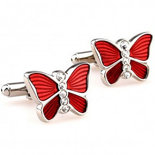 Запонки бабочки красные ZPH-1188
