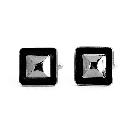 Запонки Gofin квадратные с черной обводкой ZPH-1198