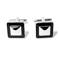 Запонки Gofin квадратные с черной обводкой ZPH-1198