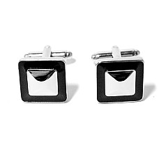 Запонки Gofin квадратні з чорною обводкою ZPH-1198