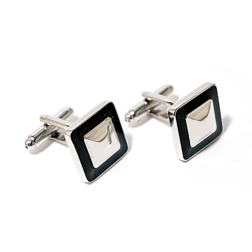 Запонки Gofin квадратные с черной обводкой ZPH-1198