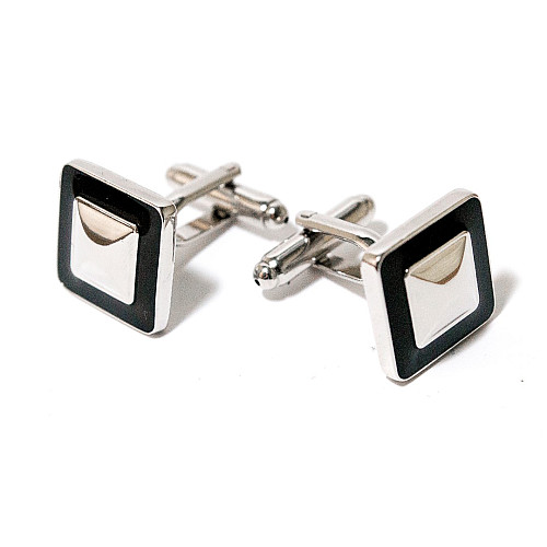 Запонки Gofin квадратные с черной обводкой ZPH-1198