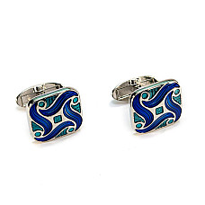 Запонки квадратные с синим узором ZPH-1199